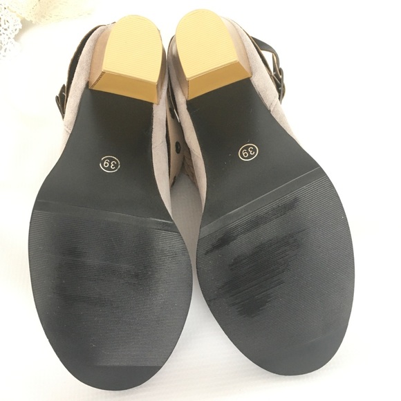 Gray ankle strap boots chunky heel booties 8.5 - Picture 7 of 11